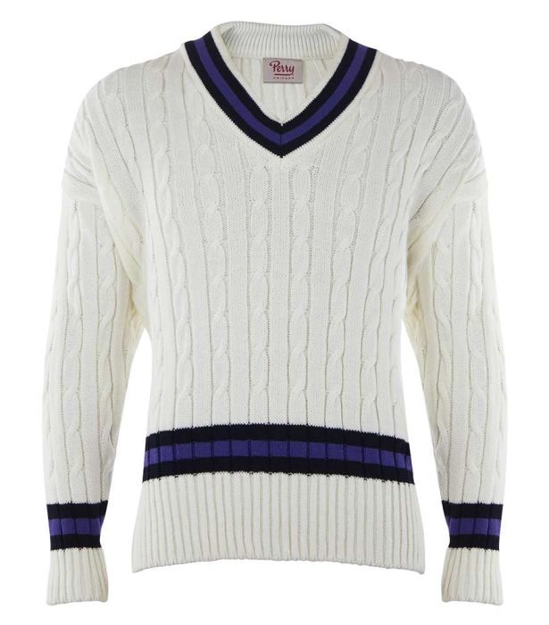 JUM-82-ACY - Cricket jumper with trim - Off white/navy/purpl